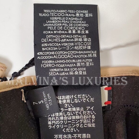 GUCCI GLOVES 477970 BEIGE LEATHER HEART CUT-OUT CAT FELINE HEAD - Picture 12 of 12